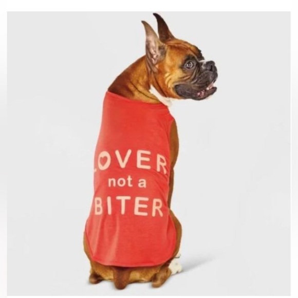 Boots & Barkley Other - NEW Boots & Barkley Graphic 'Lover Not a Biter' Dog Tank Top Size Medium Coral